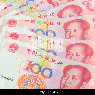 Nahaufnahme von China 100 yuan Stockfoto