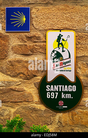 Schale Symbol Zeichen Concha El Camino de Santiago de Compostela Nordspanien Stockfoto