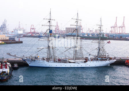 Christian Radich Quadrat in Ordnung gebracht Segelschiff vor Anker in Las Palmas, Gran Canaria. Stockfoto