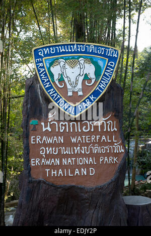 Erawan Wasserfall im Erawan National Park in der Nähe von Kanchanburi in Thailand Stockfoto