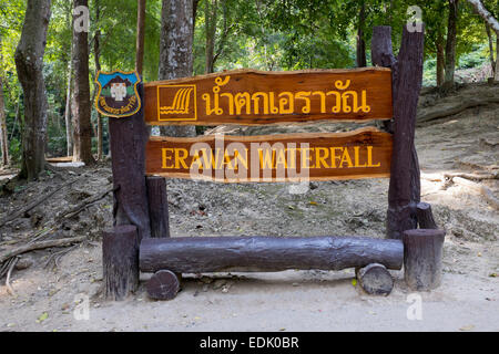 Erawan Wasserfall im Erawan National Park in der Nähe von Kanchanburi in Thailand Stockfoto