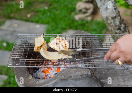 Gegrillter Tintenfisch auf dem Grill, Meeresfrüchte bbq Stockfoto