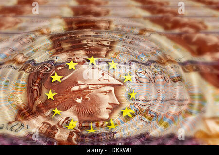 Banknote aus Griechenland, 100 Drachmen von 1978 mit EU-Zeichen, symbolisches Bild Stockfoto