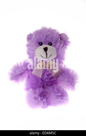 Kleine lila Plüsch-Teddybär Spielzeug Stockfoto