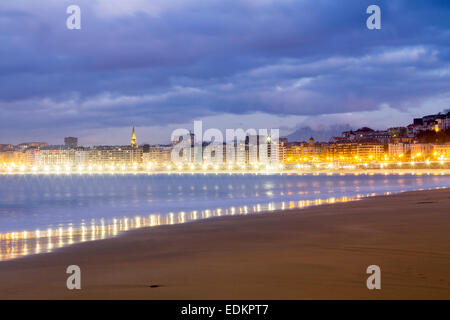 Ondarreta Strand, Donostia - San Sebastián, Gipuzkoa, Baskenland. Stockfoto