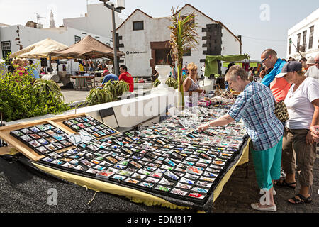 Marktstand, Teguise, Lanzarote, Kanarische Inseln, Spanien Stockfoto