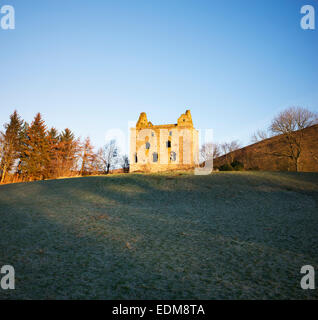 Newark-Turm im Winter. Bowhill House Estate, Selkirkshire. Schottland Stockfoto