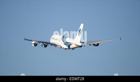 Malaysia Airways Airbus a380 9M-MNB abfliegenden London-Heathrow Flughafen LHR Stockfoto