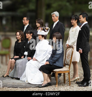 Japanischen Hochzeitszeremonie im Meiji-Schrein, Tokyo, Japan. Stockfoto