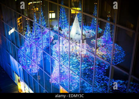 Weihnachtsbeleuchtung in Shiodome, Tokio, Japan. Stockfoto