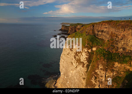 Dunluce Castle (Dunclue Burg) im Abendlicht, Antrim, Nordirland Stockfoto