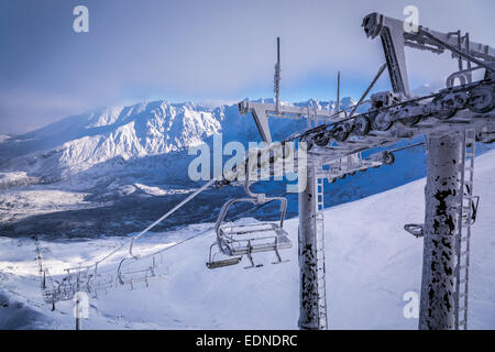 Blick auf den Skilift von Kasprowy Wierch Stockfoto