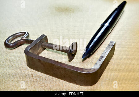 Metaphorischen Ausdruck der Journalist Rechte auf freie Meinungsäußerung Stockfoto