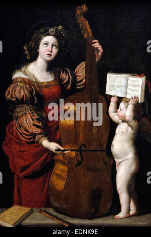 Domenico Zampieri (1581-1641). Barockmaler. Bologneser Schule. Saint Cecilia mit einem Engel. 1617-18. Museum des Louvre. Paris. Frankreich. Stockfoto