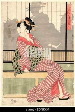 Furyu Yusuzumi San Bijin, aktualisierte Version der drei Schönheiten genießen den Abend Cool., Kikukawa Eizan, 1787-1867, Künstler, [zwischen 1807 und 1820], 1 print: Holzschnitt, Farbe; 38 x 26,1 cm. Stockfoto