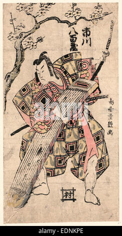 Ichikawa Yaozo, der Schauspieler Ichikawa Yaozo [hält ein Koto]., Torii, Kiyotsune, Künstler, [zwischen 1764 und 1772], 1 print: Holzschnitt, Farbe; 26,7 x 14,1 cm. Stockfoto