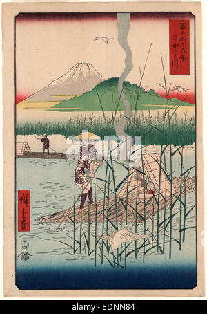 [Sagamigawa], Sagami Fluss., Ando Hiroshige, 1797-1858, Künstler, [Tokyo]: Tsuta-ya Kichizo, 1858., 1 print: Holzschnitt, Farbe Stockfoto