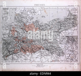 Preußen, Preussen, Atlas von Th. von Liechtenstern und Henry Lange, Antike Landkarte 1869 Stockfoto