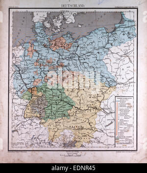 Deutschland, Atlas von Th. von Liechtenstern und Henry Lange, Antike Landkarte 1869 Stockfoto