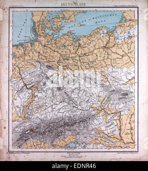 Deutschland, Atlas von Th. von Liechtenstern und Henry Lange, Antike Landkarte 1869 Stockfoto