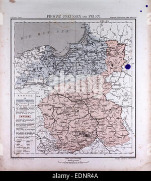 Deutschland, Preußen, Polen, Atlas von Th. von Liechtenstern und Henry Lange antike Karte 1869 Stockfoto