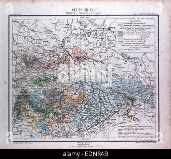 Deutschland, Deutschland, Atlas von Th. von Liechtenstern und Henry Lange, Antike Landkarte 1869 Stockfoto