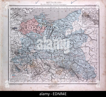 Deutschland, Deutschland, Atlas von Th. von Liechtenstern und Henry Lange, Antike Landkarte 1869 Stockfoto