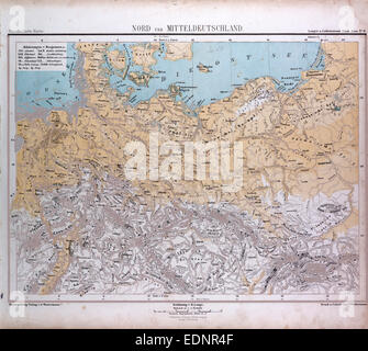 Nord- und Mitteldeutschland, Nord-Und Mittel Deutschland, Atlas von Th. von Liechtenstern und Henry Lange antike Karte 1869 Stockfoto