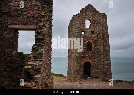 Wheal Coates Zinnmine auf dem Küstenpfad von St. Agnes, Kapelle Porth in Cornwall. Motor Haus Ruinen. Stockfoto