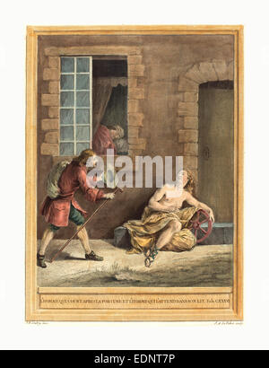 A.j. de Fehrt nach Jean Baptiste Oudry (Französisch, geboren 1723), L'homme Qui Court apres la fortune Stockfoto