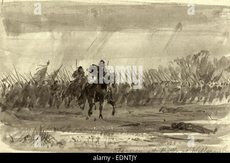Kearney an Schlacht von Williamsburg, Zeichnung, 1862-1865, von Alfred R Waud, 1828-1891, US-amerikanischer Künstler Stockfoto