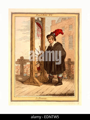 Le Boureau, Gillray, James, 1756-1815, Gravur 1798, George Tierney als verkleidet ein Henker stand neben einer guillotine Stockfoto