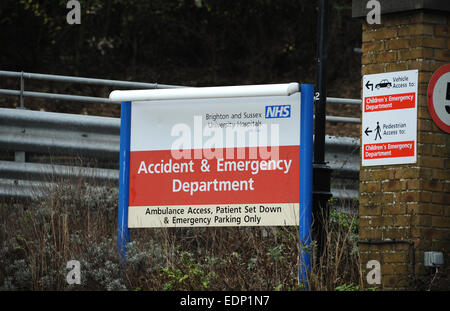 Brighton UK - Unfall- und Notaufnahme des Royal Sussex County Hospital in Brighton RSCH Stockfoto