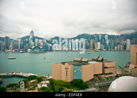 Hong Kong Museum of Art, Kongresszentrum und Victoria harbour Stockfoto