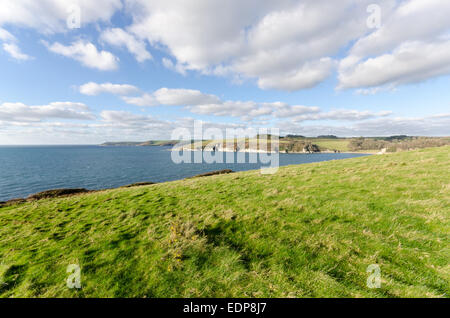 Die South West Coastal Path in Devon nahe Wonwell Strand an der Mündung des Flusses Erm Stockfoto