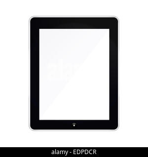 Black Tablet Modell Isolated On White Stockfoto
