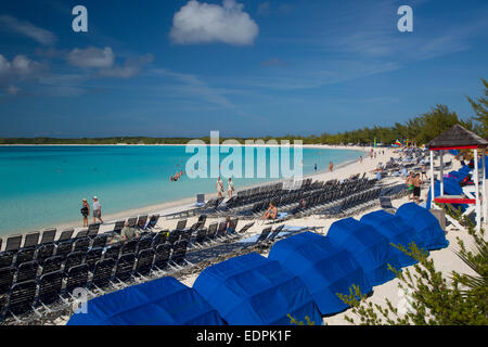 Strand von Half Moon Cay, Bahamas Stockfoto