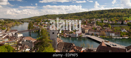 Blick von der Festung Munot über der Stadt Schaffhausen, Hochrhein, Kanton Schaffhausen, Schweiz, Europa Stockfoto