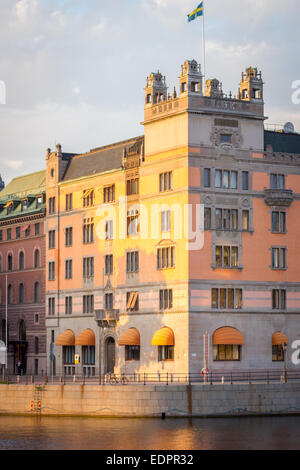 Blick auf Rosenbad (Rosenbad), ein Staat im Besitz vom Jugendstil-Architekten Ferdinand Boberg Stockholm, Schweden Stockfoto