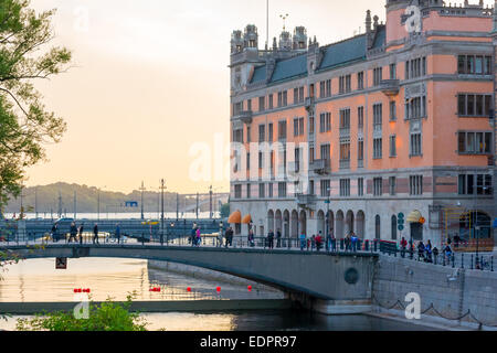 Blick auf Rosenbad (Rosenbad), ein Staat im Besitz vom Jugendstil-Architekten Ferdinand Boberg Stockholm, Schweden Stockfoto