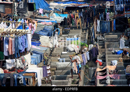 Mahalaxmi Dhobi Ghat - Mumbais gewerbliche Wäscherei. Stockfoto