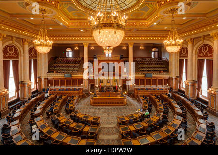 Kammer des House Of Representatives. Des Moines, Iowa State Capitol. Stockfoto