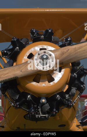 Boeing Stearman-Motor mit hölzernen Propeller am deutschen Fly-in Veranstaltung Tannkosh Stockfoto