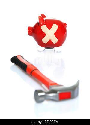 Sparschwein auf dem weißen Hintergrund. Finanzkonzept Stockfoto