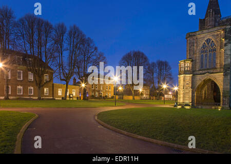 Hereford Kathedrale bei Nacht, Hereford, Herefordshire, England, UK Stockfoto