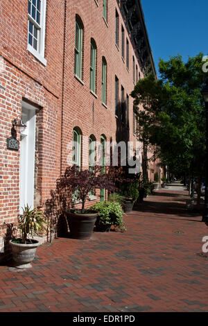 Baltimore, Maryland, Fells Point, Ziegel, Reihenhäuser, Bürgersteige, Stockfoto