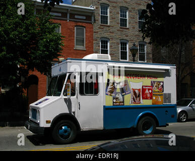 Baltimore, Maryland, Fells Point, ice cream Truck in einer Stadt in Ihrer Nähe Stockfoto