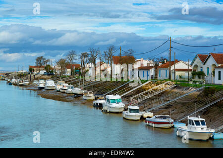 Hafen von Boyardville, Canal Perrotine Saint Georges D Oleron, Oléron Insel, Poitou Charente, Charente-Maritime, Frankreich Stockfoto