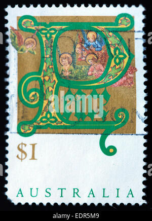 Verwendet und Poststempel Australien / Austrailian Stempel Frieden Xmas $1 Stockfoto