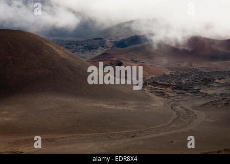 Alten Lavastrom im Haleakala Krater. Stockfoto